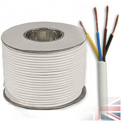 4 Core 2.5mm Round Black Mains Electrical Cable Flex - 100 Meters